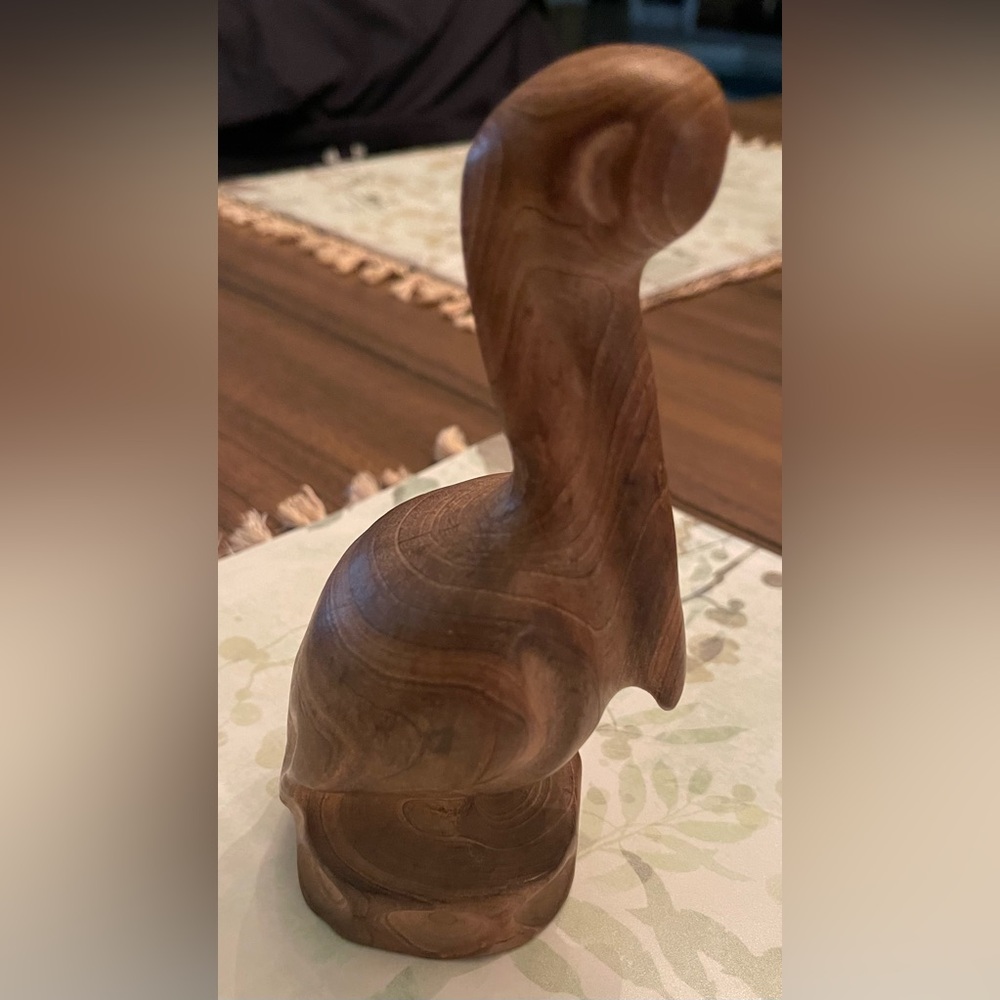 Vintage Hand Carved Signed Copeland Wood Pelican Sculpture